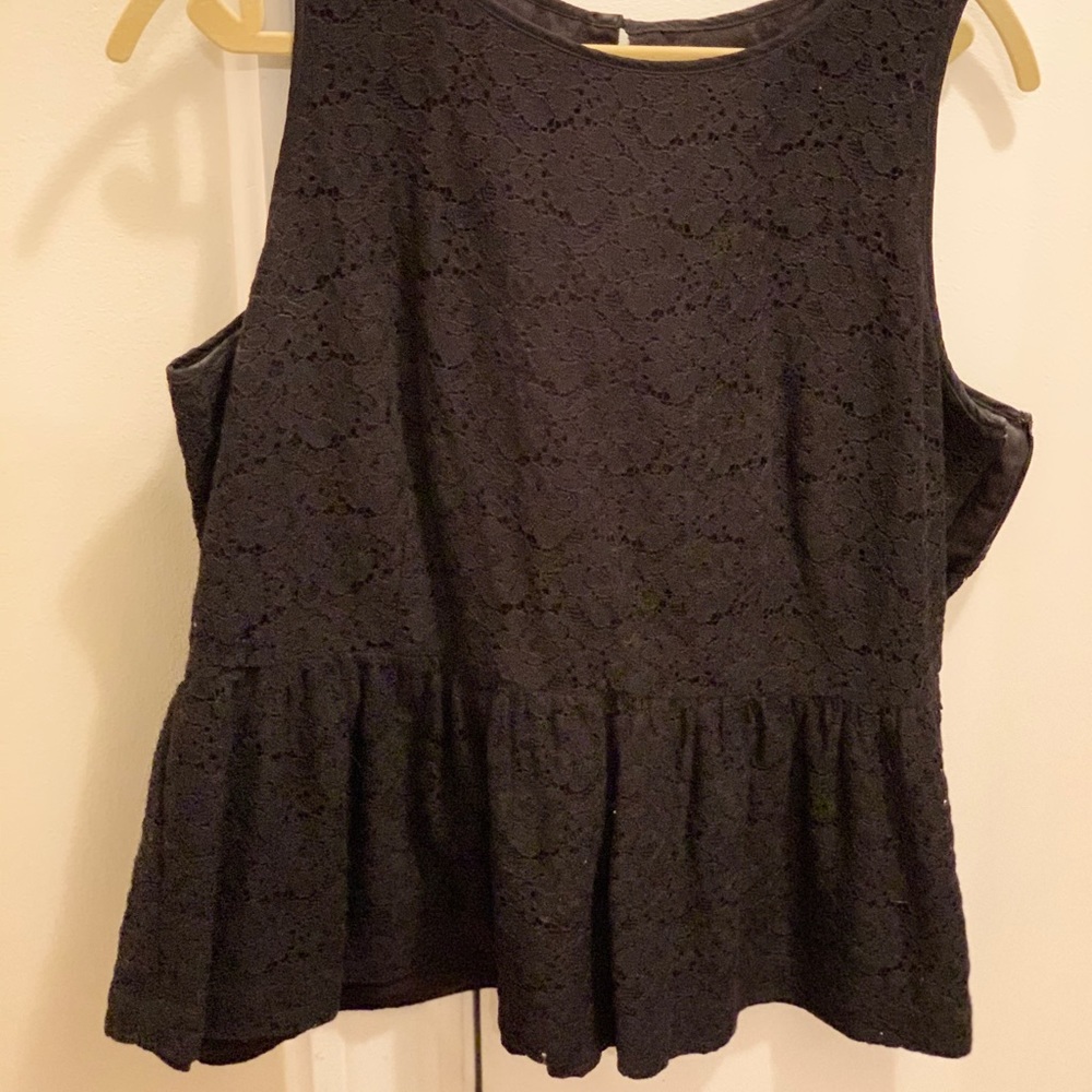 Black sleeveless lace peplum blouse